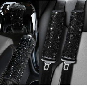 4PC Bling Rhinestone Universal Interior Accessory Set